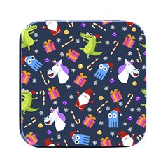 Colorful Funny Christmas Pattern Square Metal Box (black) by Ket1n9