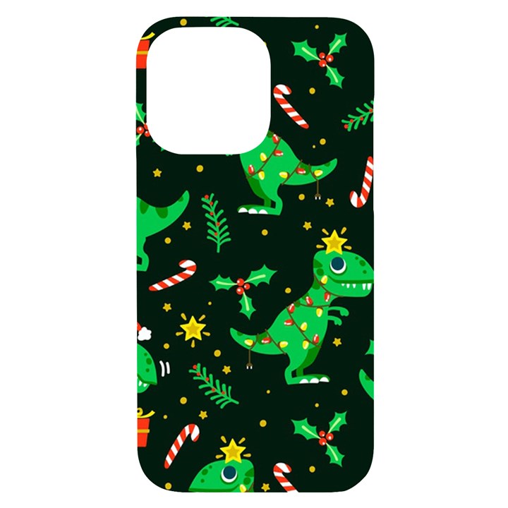 Christmas Funny Pattern Dinosaurs iPhone 14 Pro Max Black UV Print Case