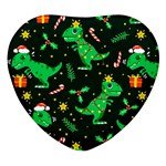 Christmas Funny Pattern Dinosaurs Heart Glass Fridge Magnet (4 pack) Front