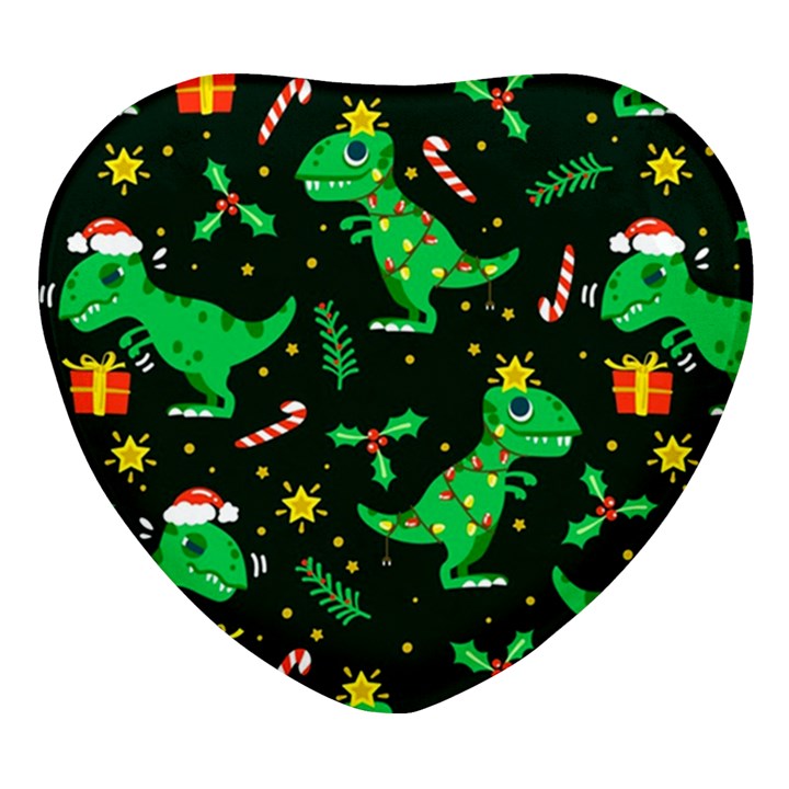 Christmas Funny Pattern Dinosaurs Heart Glass Fridge Magnet (4 pack)