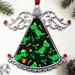 Christmas Funny Pattern Dinosaurs Metal Angel with Crystal Ornament Front