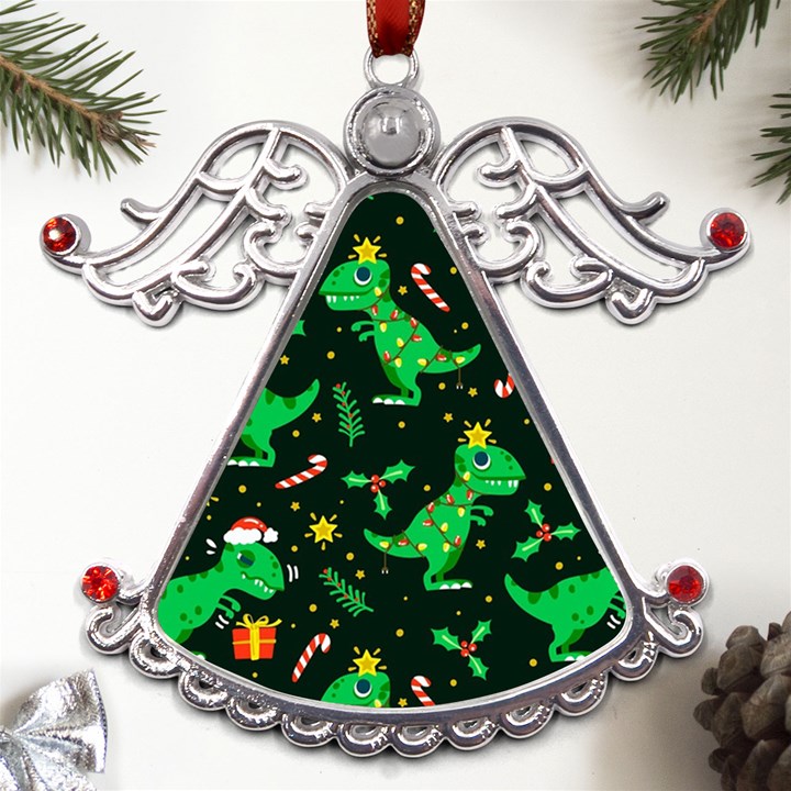 Christmas Funny Pattern Dinosaurs Metal Angel with Crystal Ornament