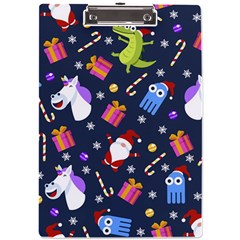 Colorful Funny Christmas Pattern A4 Acrylic Clipboard by Ket1n9