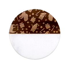 Colorful Funny Christmas Pattern Classic Marble Wood Coaster (round) 