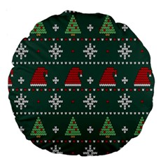 Beautiful Knitted Christmas Pattern Large 18  Premium Flano Round Cushions by Ket1n9