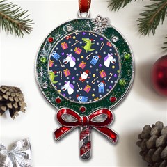 Colorful Funny Christmas Pattern Metal X mas Lollipop With Crystal Ornament by Ket1n9