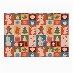 Cute Christmas Seamless Pattern Vector  - Postcard 4 x 6  (pkg Of 10) by Ket1n9