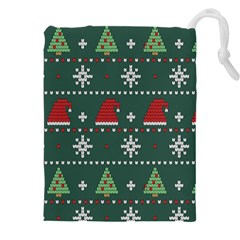 Beautiful Knitted Christmas Pattern Drawstring Pouch (5xl) by Ket1n9