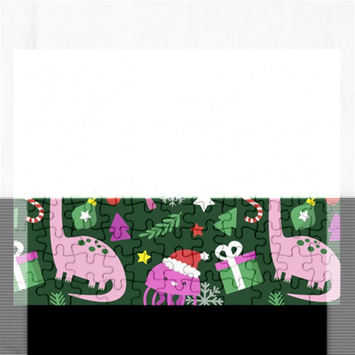 Dinosaur Colorful Funny Christmas Pattern Rectangular Jigsaw Puzzl