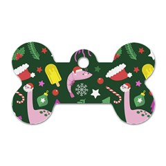 Dinosaur Colorful Funny Christmas Pattern Dog Tag Bone (one Side) by Ket1n9