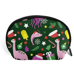 Dinosaur Colorful Funny Christmas Pattern Accessory Pouch (large) by Ket1n9