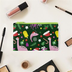 Dinosaur Colorful Funny Christmas Pattern Cosmetic Bag (xs) by Ket1n9