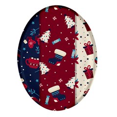 Flat Design Christmas Pattern Collection Art Oval Glass Fridge Magnet (4 Pack) by Ket1n9