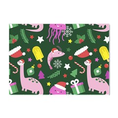 Dinosaur Colorful Funny Christmas Pattern Crystal Sticker (a4) by Ket1n9