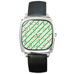 Christmas Paper Stars Pattern Texture Background Colorful Colors Seamless Square Metal Watch Front