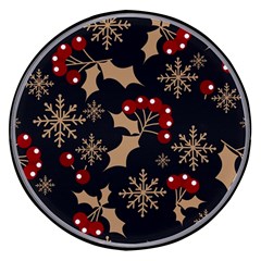 Christmas Pattern With Snowflakes Berries Wireless Fast Charger(black)