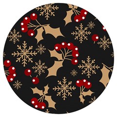 Christmas Pattern With Snowflakes Berries Round Trivet by Ket1n9