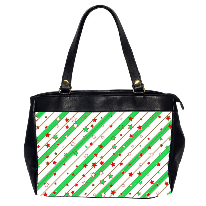 Christmas Paper Stars Pattern Texture Background Colorful Colors Seamless Oversize Office Handbag (2 Sides)