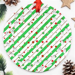 Christmas Paper Stars Pattern Texture Background Colorful Colors Seamless Ornament (round Filigree) by Ket1n9