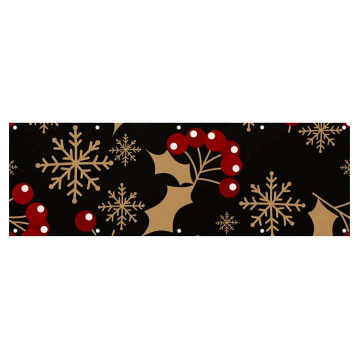 Christmas Pattern With Snowflakes Berries Banner and Sign 12  x 4 