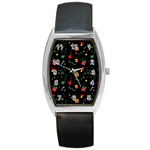 Christmas Pattern Texture Colorful Wallpaper Barrel Style Metal Watch Front