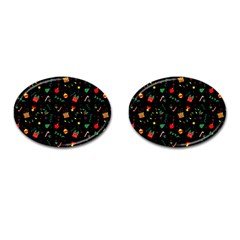 Christmas Pattern Texture Colorful Wallpaper Cufflinks (oval) by Ket1n9