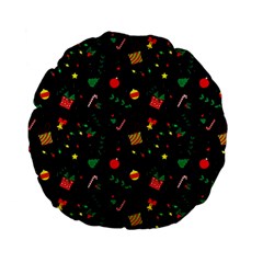 Christmas Pattern Texture Colorful Wallpaper Standard 15  Premium Flano Round Cushions by Ket1n9