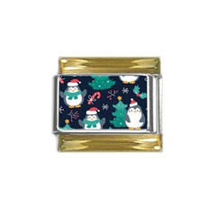 Colorful Funny Christmas Pattern Gold Trim Italian Charm (9mm) by Ket1n9