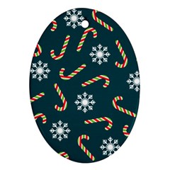 Christmas Seamless Pattern With Candies Snowflakes Oval Ornament (two Sides) by Ket1n9