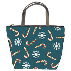 Christmas Seamless Pattern With Candies Snowflakes Bucket Bag by Ket1n9