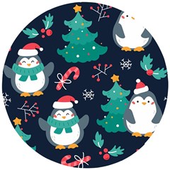 Colorful Funny Christmas Pattern Wooden Puzzle Round by Ket1n9