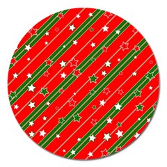 Christmas Paper Star Texture Magnet 5  (round) by Ket1n9