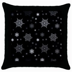 Christmas Snowflake Seamless Pattern With Tiled Falling Snow Throw Pillow Case (black) by Ket1n9