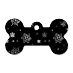 Christmas Snowflake Seamless Pattern With Tiled Falling Snow Dog Tag Bone (two Sides) by Ket1n9