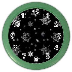 Christmas Snowflake Seamless Pattern With Tiled Falling Snow Color Wall Clock by Ket1n9