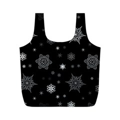 Christmas Snowflake Seamless Pattern With Tiled Falling Snow Full Print Recycle Bag (m) by Ket1n9