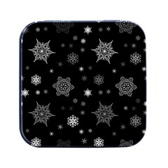 Christmas Snowflake Seamless Pattern With Tiled Falling Snow Square Metal Box (black) by Ket1n9