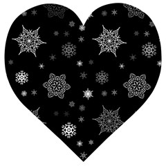 Christmas Snowflake Seamless Pattern With Tiled Falling Snow Wooden Puzzle Heart by Ket1n9