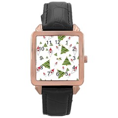 Christmas-santa-claus-decoration Rose Gold Leather Watch  by Ket1n9