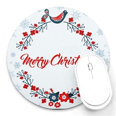 Merry-christmas-christmas-greeting Round Mousepad by Ket1n9