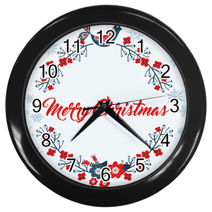 Merry-christmas-christmas-greeting Wall Clock (Black)