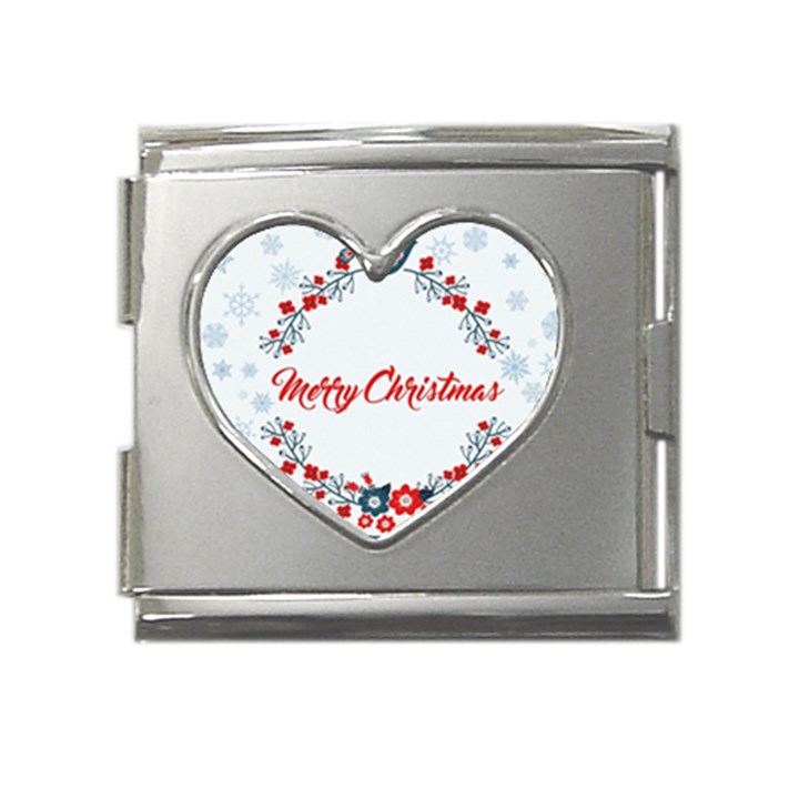 Merry-christmas-christmas-greeting Mega Link Heart Italian Charm (18mm)