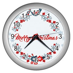 Merry-christmas-christmas-greeting Wall Clock (silver) by Ket1n9