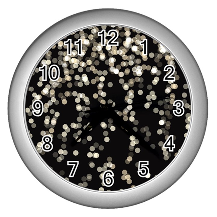 Christmas-bokeh-lights-background Wall Clock (Silver)