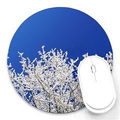 Crown-aesthetic-branches-hoarfrost- Round Mousepad by Ket1n9