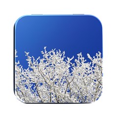 Crown-aesthetic-branches-hoarfrost- Square Metal Box (black)