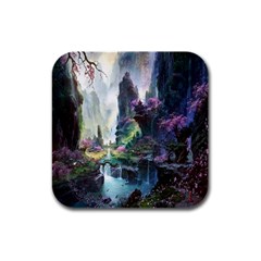 Fantastic World Fantasy Painting Rubber Square Coaster (4 Pack) by Ket1n9