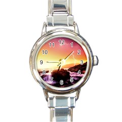 California-sea-ocean-pacific Round Italian Charm Watch