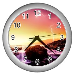 California-sea-ocean-pacific Wall Clock (Silver)