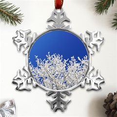 Crown-aesthetic-branches-hoarfrost- Metal Small Snowflake Ornament by Ket1n9